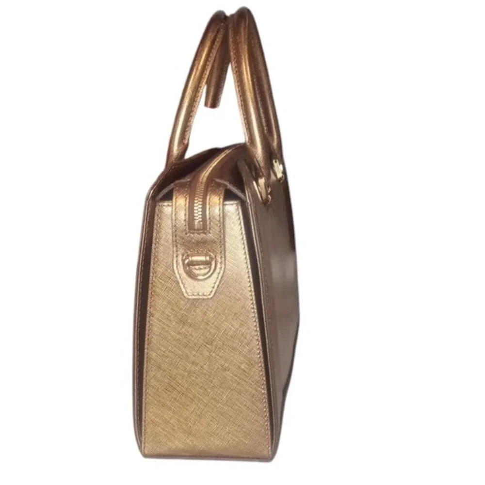 MCM Nuovo Leather Satchel with Crossbody | Gold